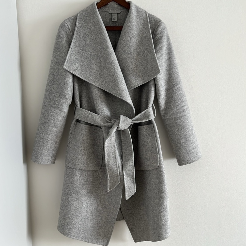 H&M Belted Wrap Wool Blend Coat